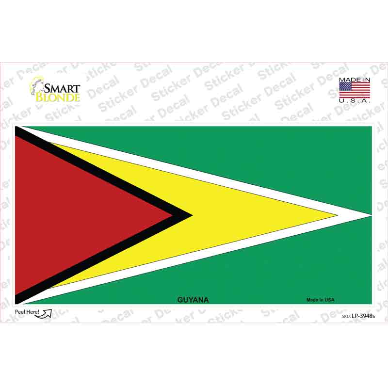 LP-3948s-M Guyana Flag Novelty Sticker Decal - Medium