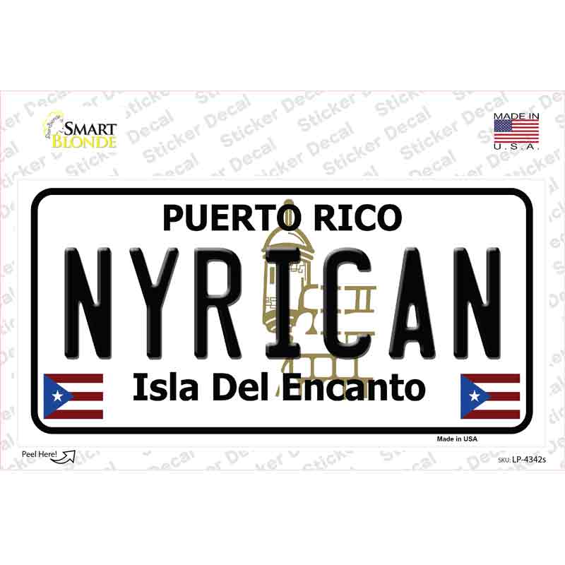 LP-4342s-M Nyrican Puerto Rico Novelty Sticker Decal - Medium