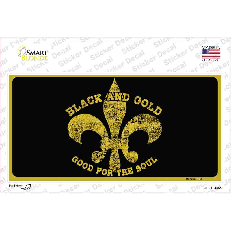 LP-4465s-M Saints Fleur De Lis Black Gold Novelty Sticker Decal - Medium