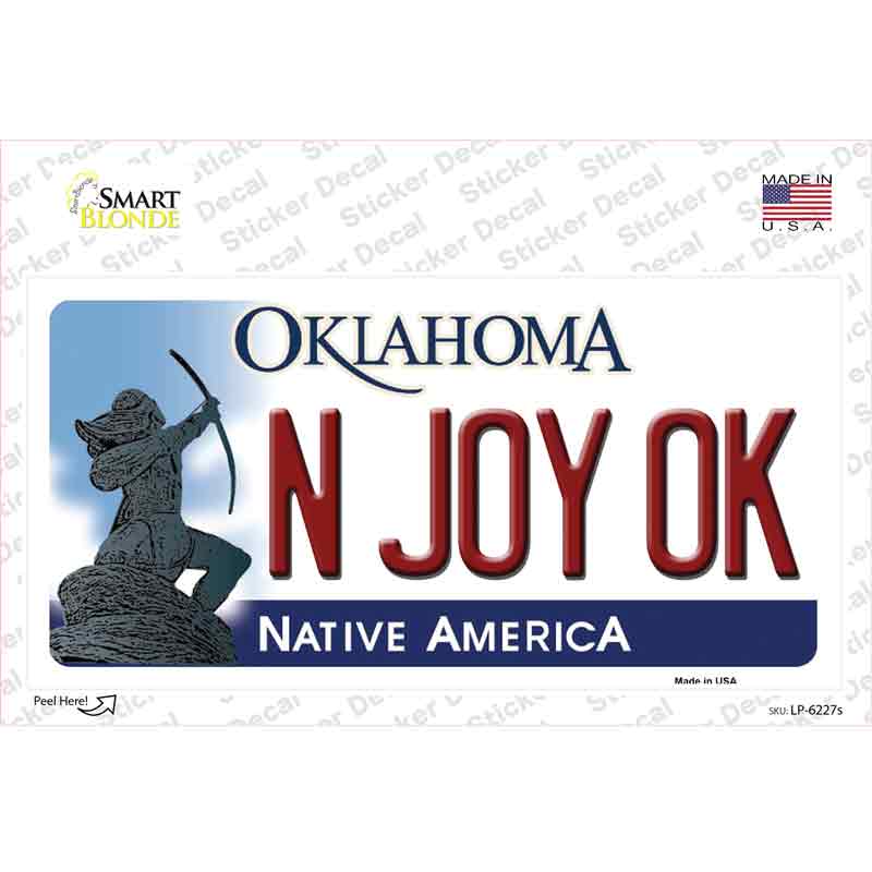 LP-6227s-M N Joy Ok Oklahoma Novelty Sticker Decal - Medium