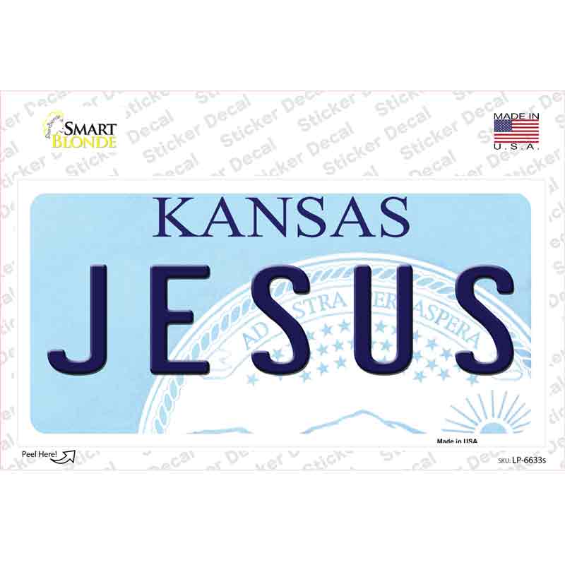LP-6633s-M Jesus Kansas Novelty Sticker Decal - Medium