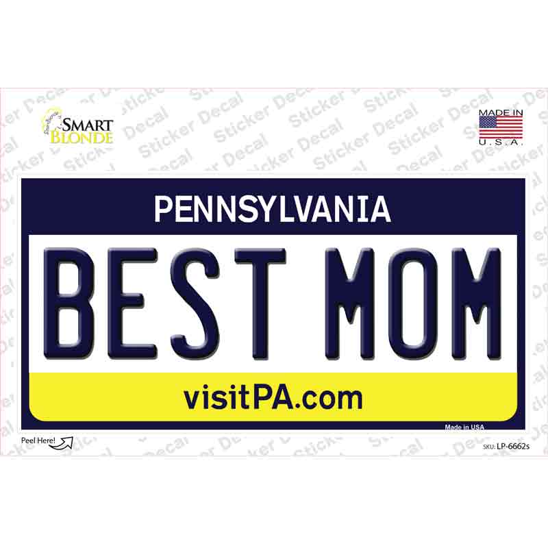 LP-6662s-M Best Mom Pennsylvania State Novelty Sticker Decal - Medium