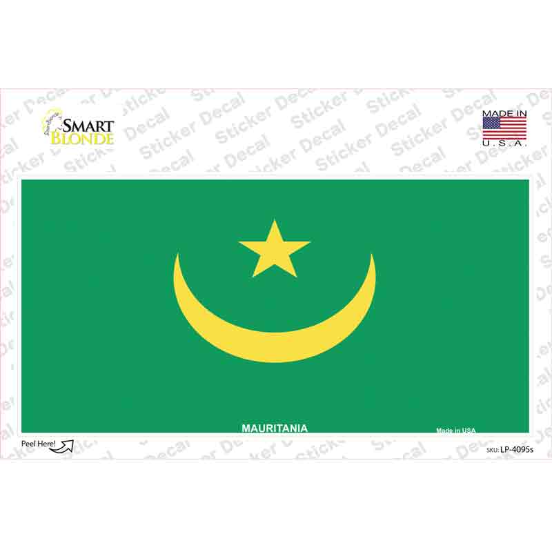 LP-4095s-M Mauritania Flag Novelty Sticker Decal - Medium