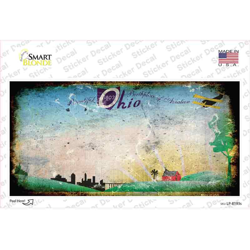 LP-8193s-M Ohio State Rusty Background Novelty Sticker Decal - Medium