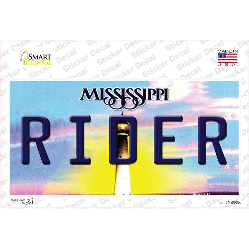 LP-6593s-M Rider Mississippi Novelty Sticker Decal - Medium