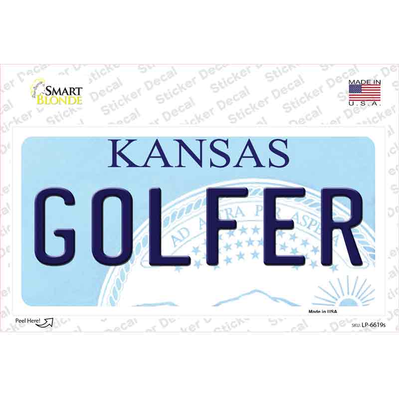 LP-6619s-M Golfer Kansas Novelty Sticker Decal - Medium