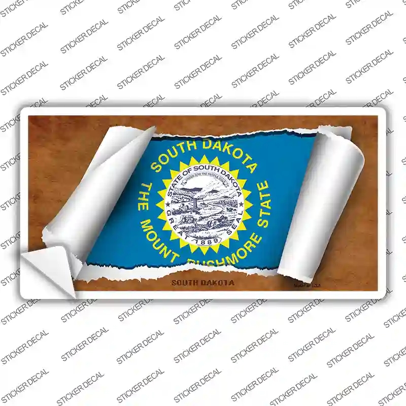 LP-9047s-L South Dakota Flag Scroll Novelty Sticker Decal - Large