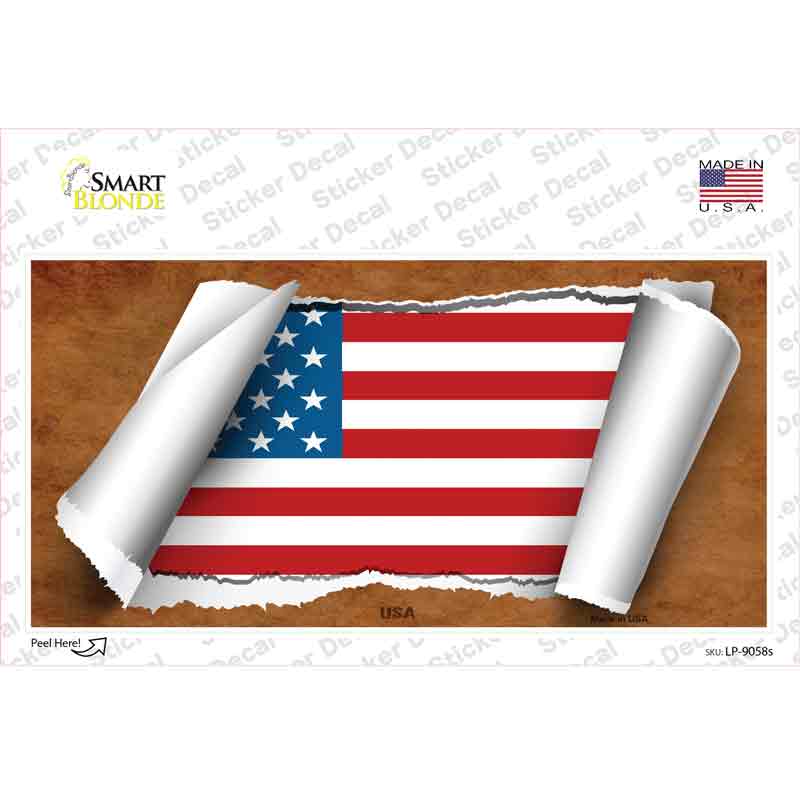LP-9058s-M American Flag Scroll Novelty Sticker Decal - Medium