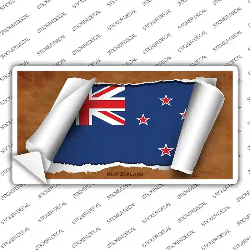 LP-9079s-L   Zealand Flag Scroll Novelty Sticker Decal - Large