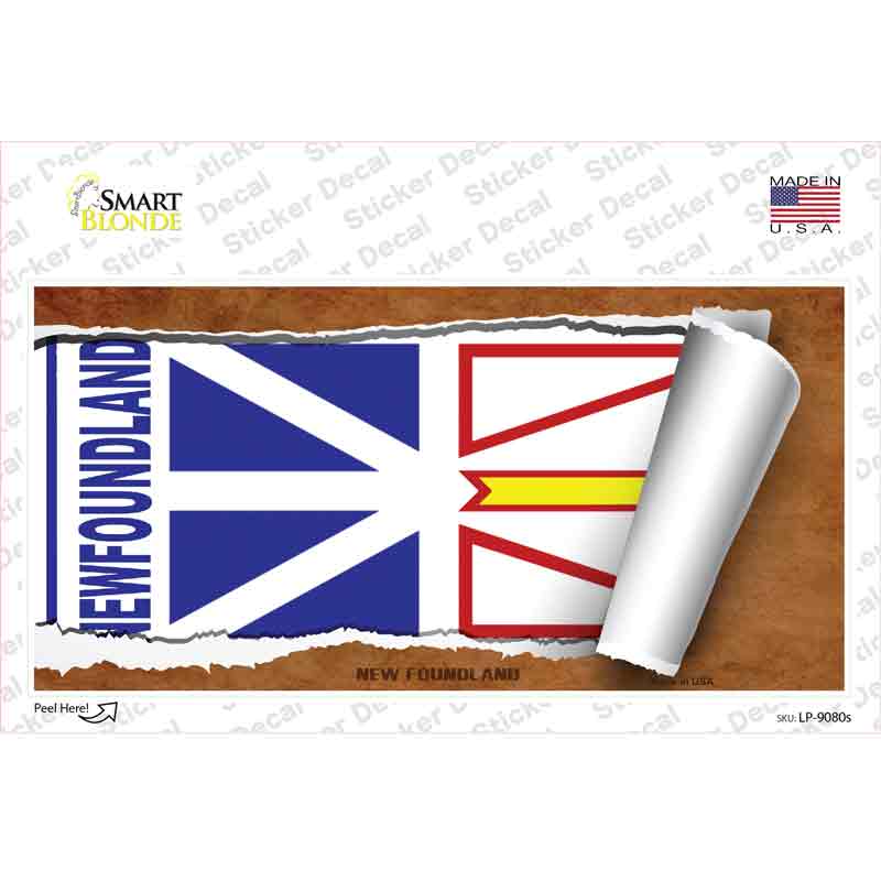 LP-9080s-M  foundland Flag Scroll Novelty Sticker Decal - Medium