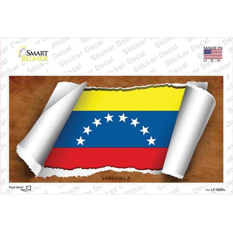 LP-9088s-M Venezuela Flag Scroll Novelty Sticker Decal - Medium