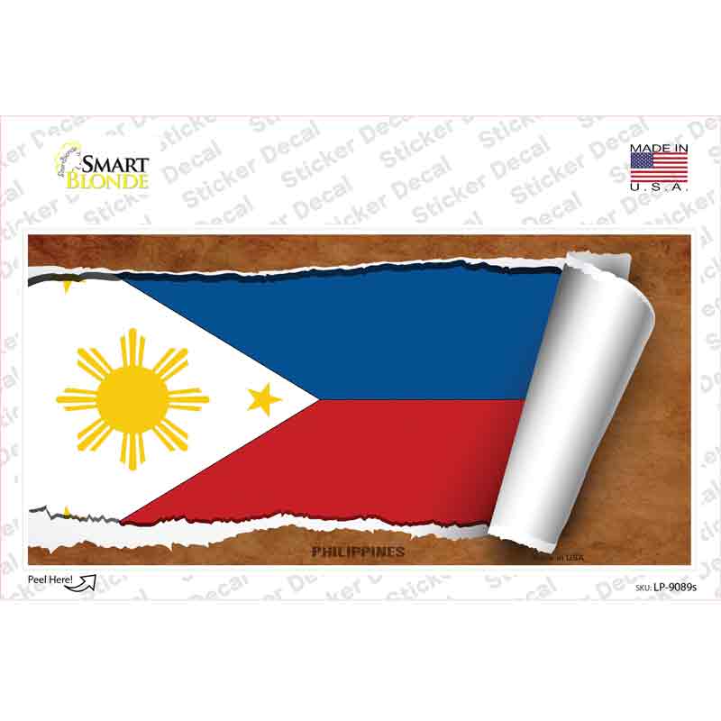 LP-9089s-M Philippines Flag Scroll Novelty Sticker Decal - Medium