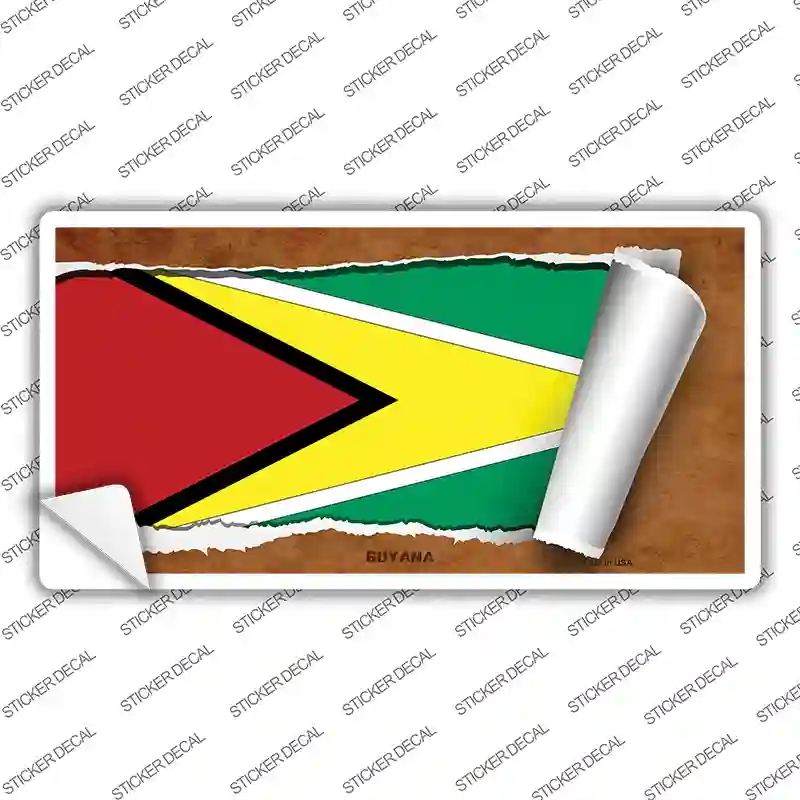 LP-9111s-S Guyana Flag Scroll Novelty Sticker Decal - Small