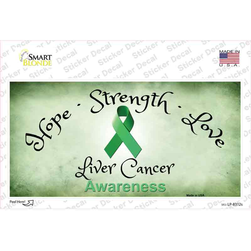 LP-8312s-M Liver Cancer Ribbon Novelty Sticker Decal - Medium