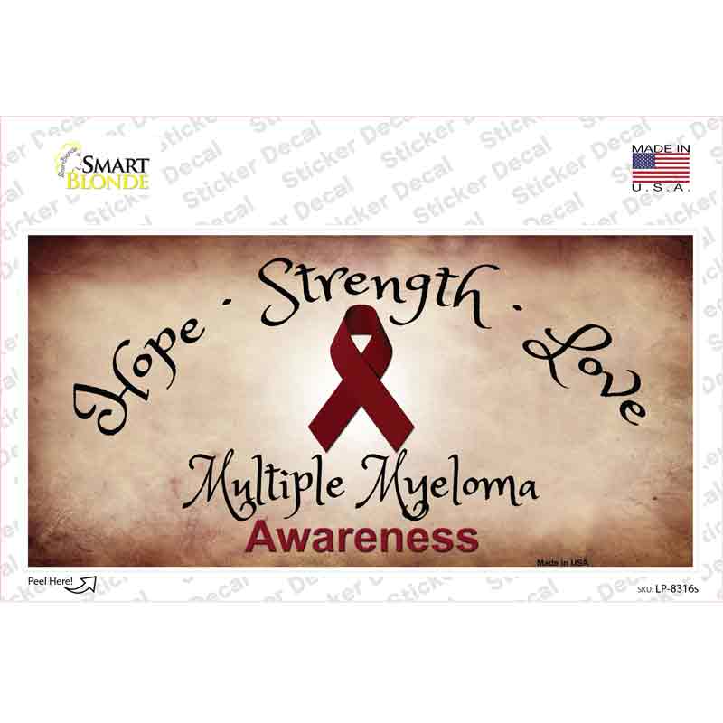 LP-8316s-M Multiple Myeloma Cancer Ribbon Novelty Sticker Decal - Medium