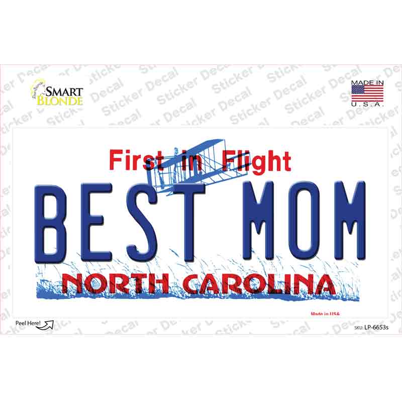 LP-6653s-M Best Mom North Carolina Novelty Sticker Decal - Medium