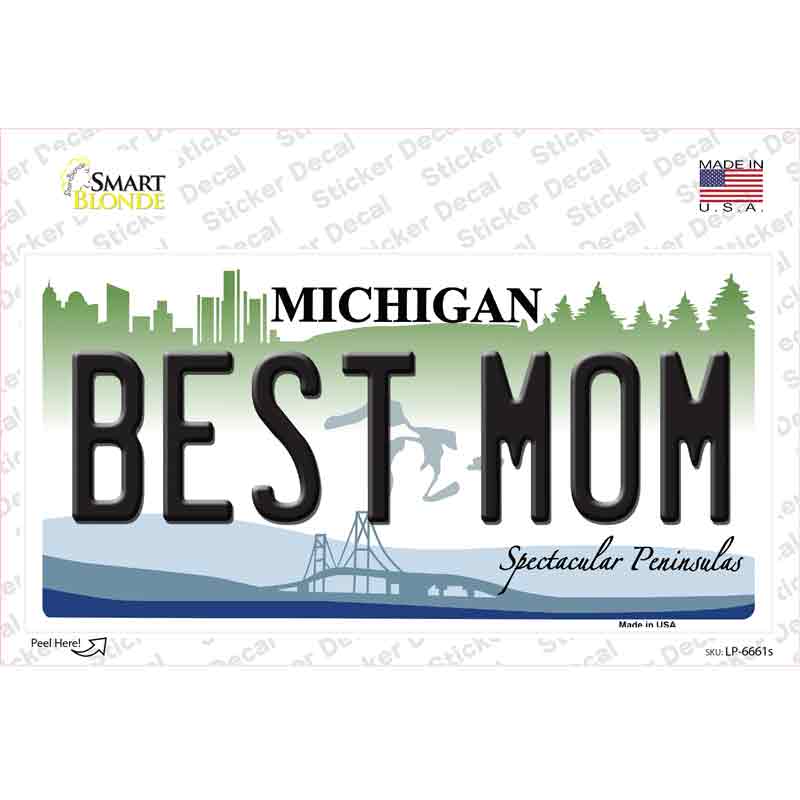 LP-6661s-M Best Mom Michigan Novelty Sticker Decal - Medium