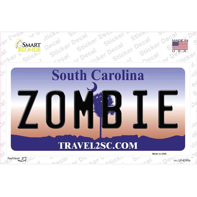 LP-6745s-M Zombie South Carolina Novelty Sticker Decal - Medium