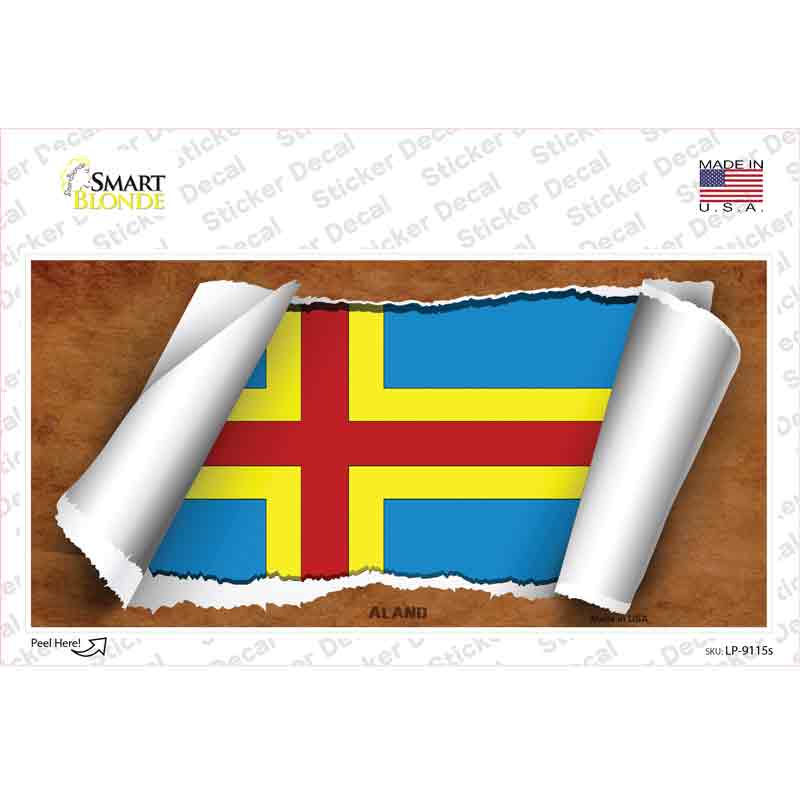 LP-9115s-M Aland Flag Scroll Novelty Sticker Decal - Medium