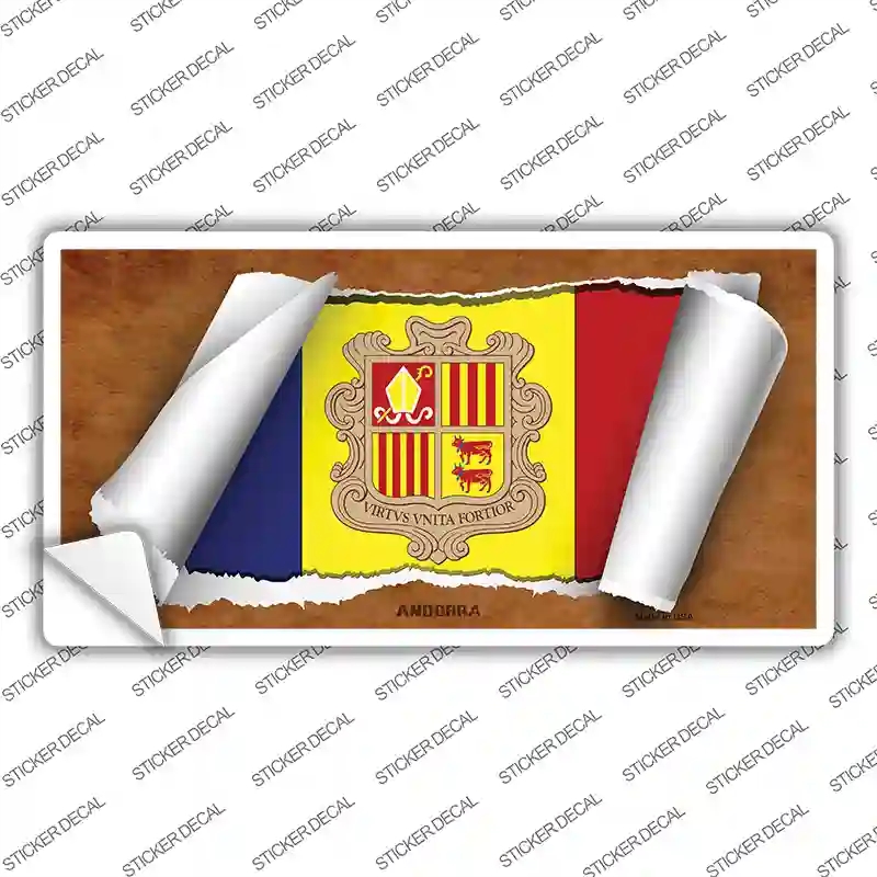 LP-9119s-L Andorra Flag Scroll Novelty Sticker Decal - Large