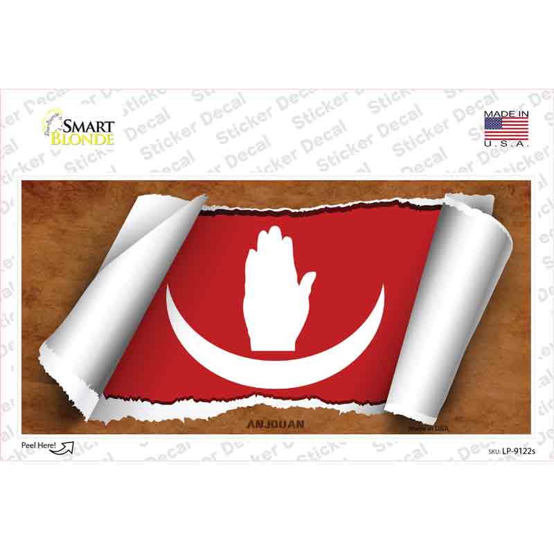 LP-9122s-M Anjouan Flag Scroll Novelty Sticker Decal - Medium