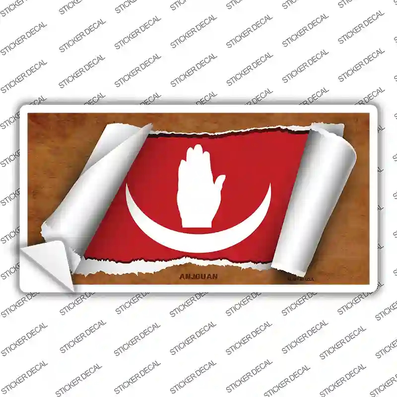 LP-9122s-S Anjouan Flag Scroll Novelty Sticker Decal - Small
