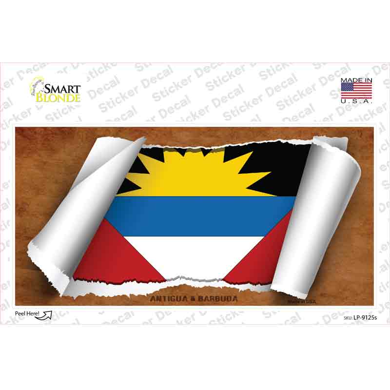 LP-9125s-M Antigua & Barbuda Flag Scroll Novelty Sticker Decal - Medium