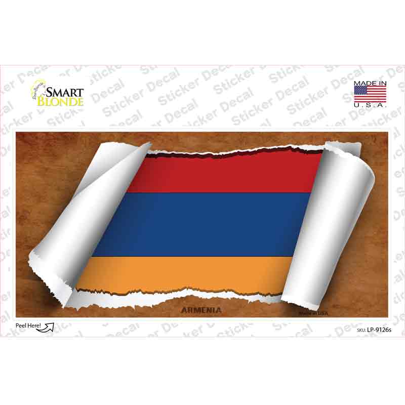 LP-9126s-M Armenia Flag Scroll Novelty Sticker Decal - Medium
