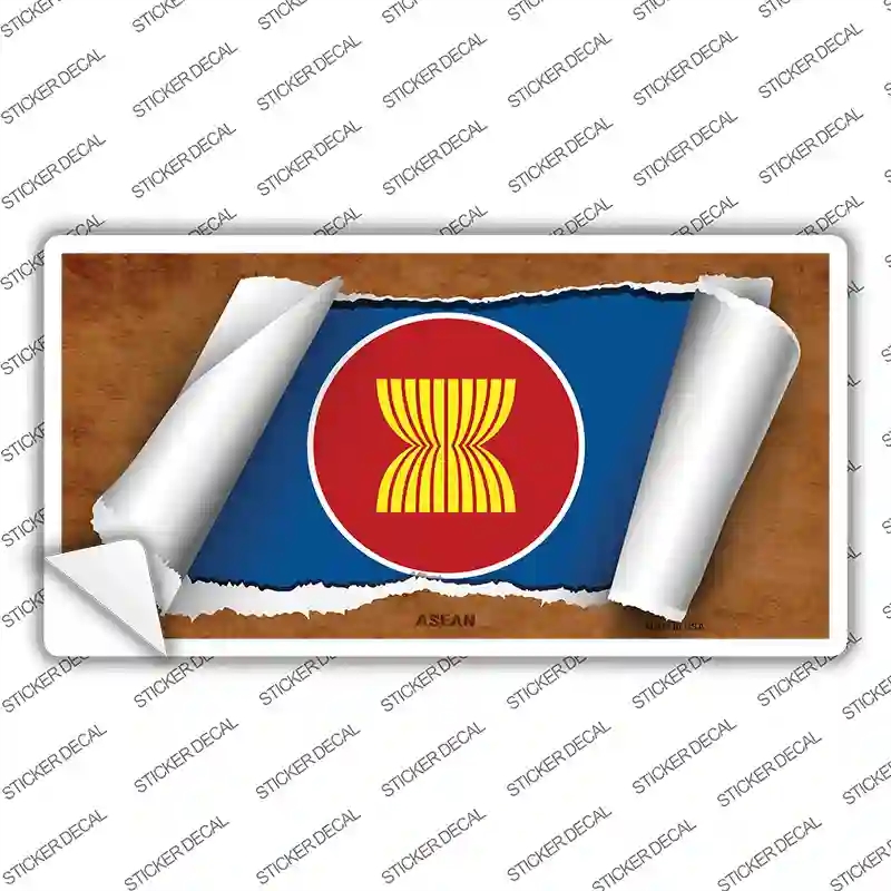 LP-9128s-XL Asean Flag Scroll Novelty Sticker Decal - Extra Large