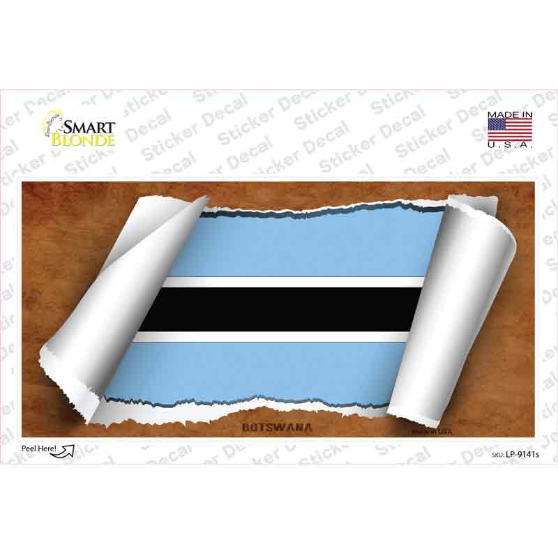 LP-9141s-M Botswana Flag Scroll Novelty Sticker Decal - Medium