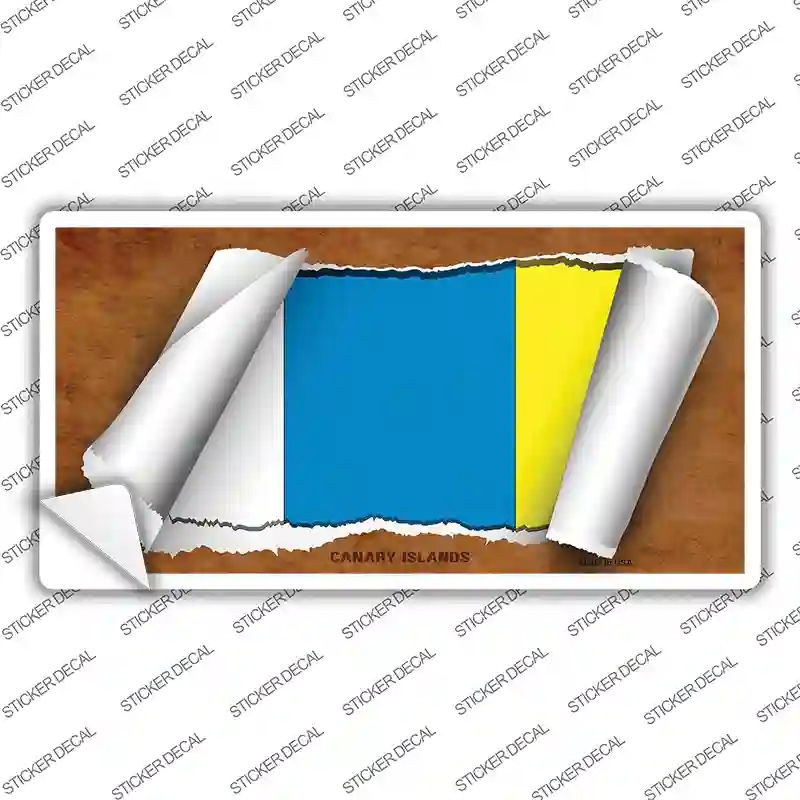 LP-9150s-XL Canary Island Flag Scroll Novelty Sticker Decal - Extra Large
