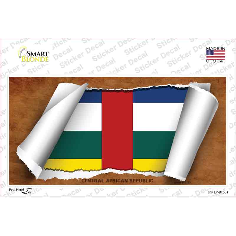 LP-9153s-M Central African Republic Flag Scroll Novelty Sticker Decal - Medium