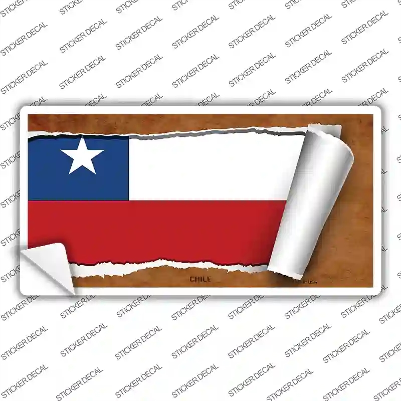 LP-9155s-S Chile Flag Scroll Novelty Sticker Decal - Small