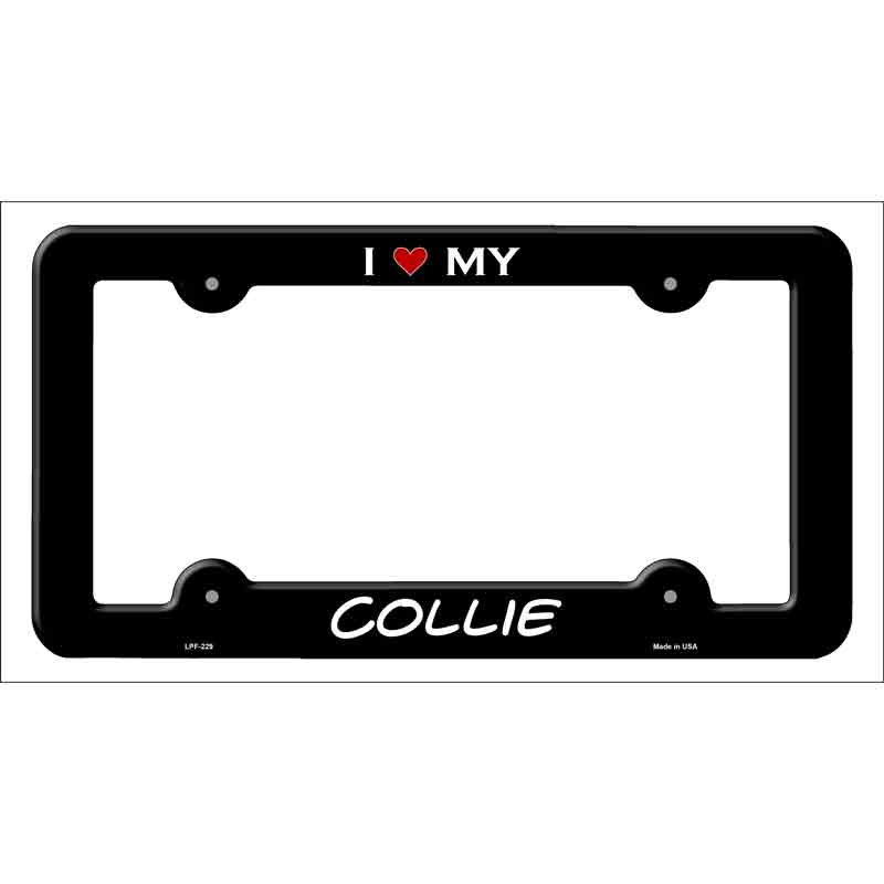 LPF-229b 12 x 6 in. Collie Novelty Metal License Plate Frame - Black