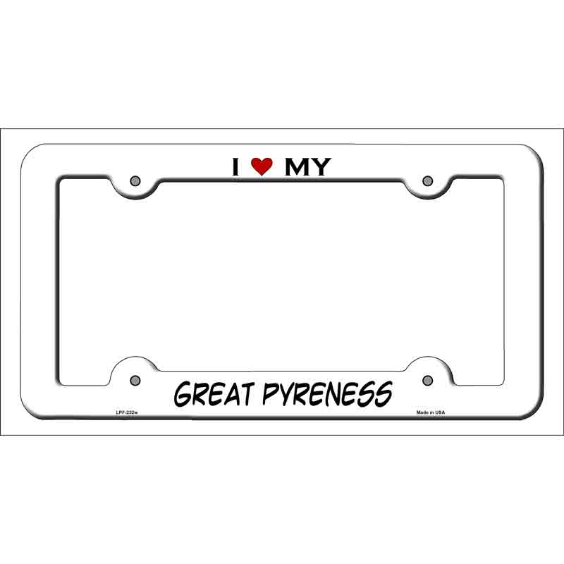 LPF-232w 12 x 6 in. Great Pyreness Novelty Metal License Plate Frame - White