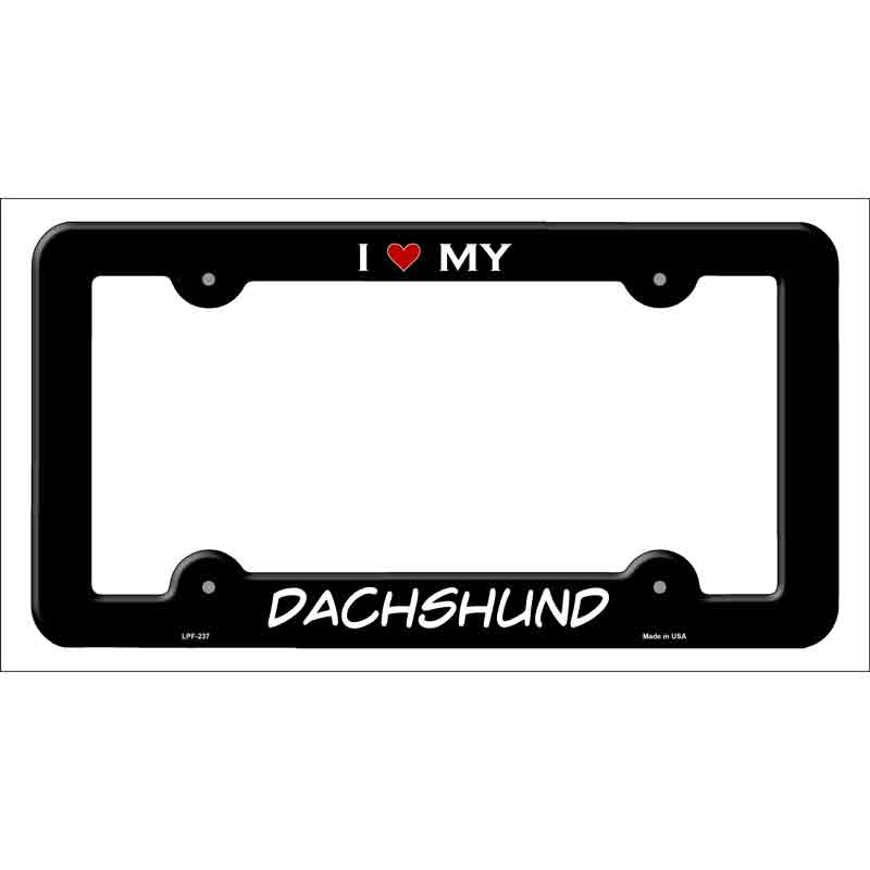 LPF-237b 12 x 6 in. Dachshund Novelty Metal License Plate Frame - Black