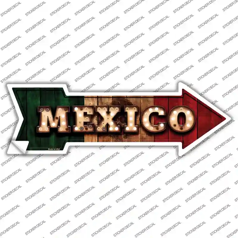 A-650s-L Mexico Bulb Lettering Novelty Arrow Sticker Decal - Large