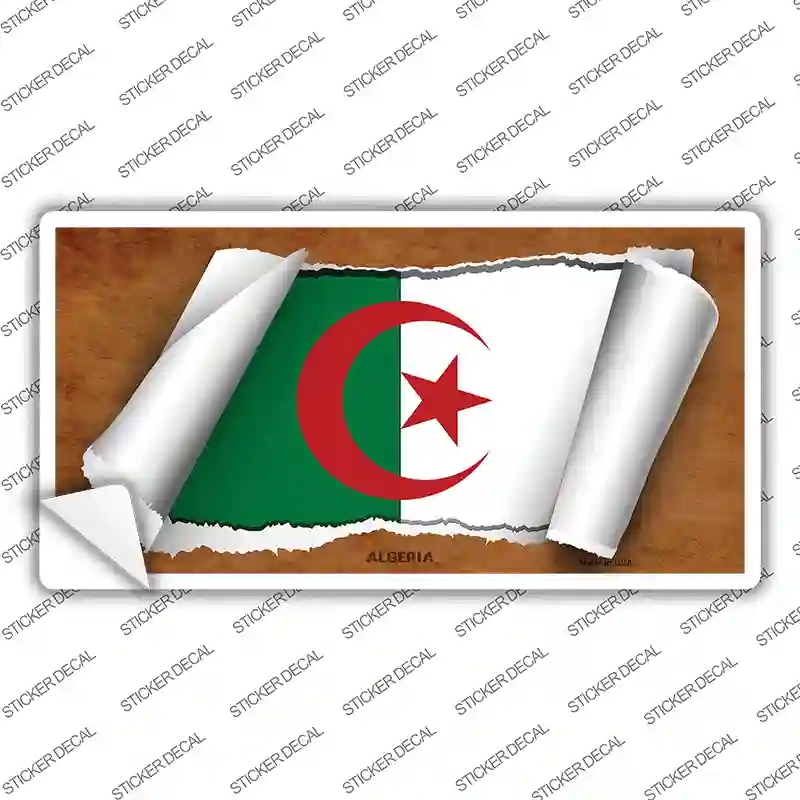LP-9118s-S Algeria Flag Scroll Novelty Sticker Decal - Small