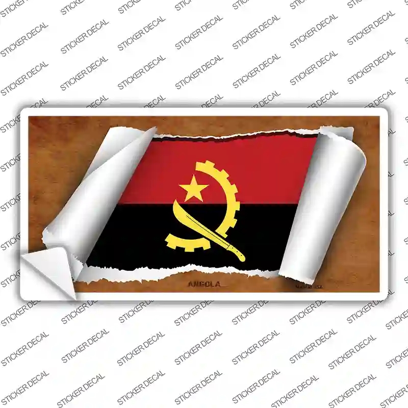 LP-9120s-XL Angola Flag Scroll Novelty Sticker Decal - Extra Large