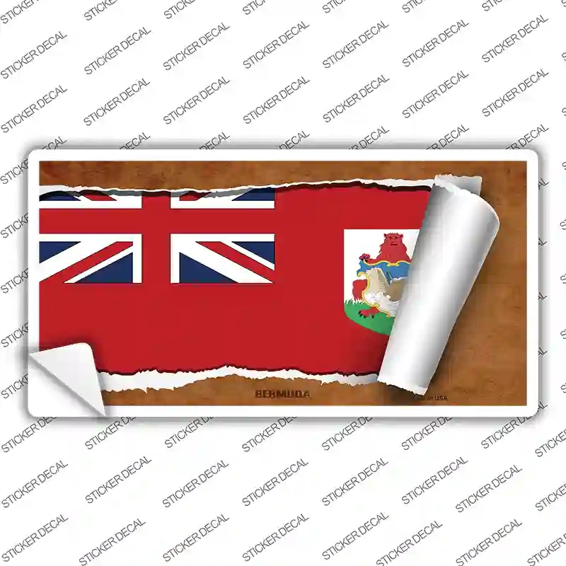 LP-9137s-L Bermuda Flag Scroll Novelty Sticker Decal - Large
