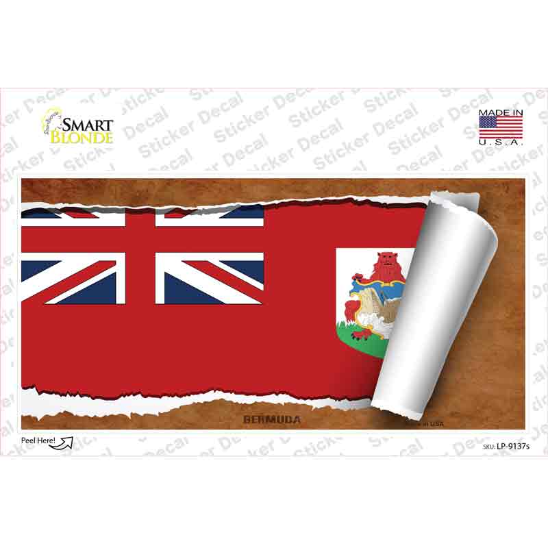 LP-9137s-M Bermuda Flag Scroll Novelty Sticker Decal - Medium