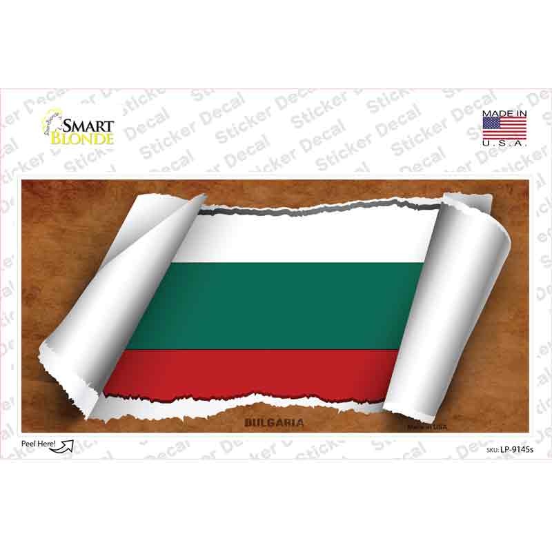 LP-9145s-M Bulgaria Flag Scroll Novelty Sticker Decal - Medium