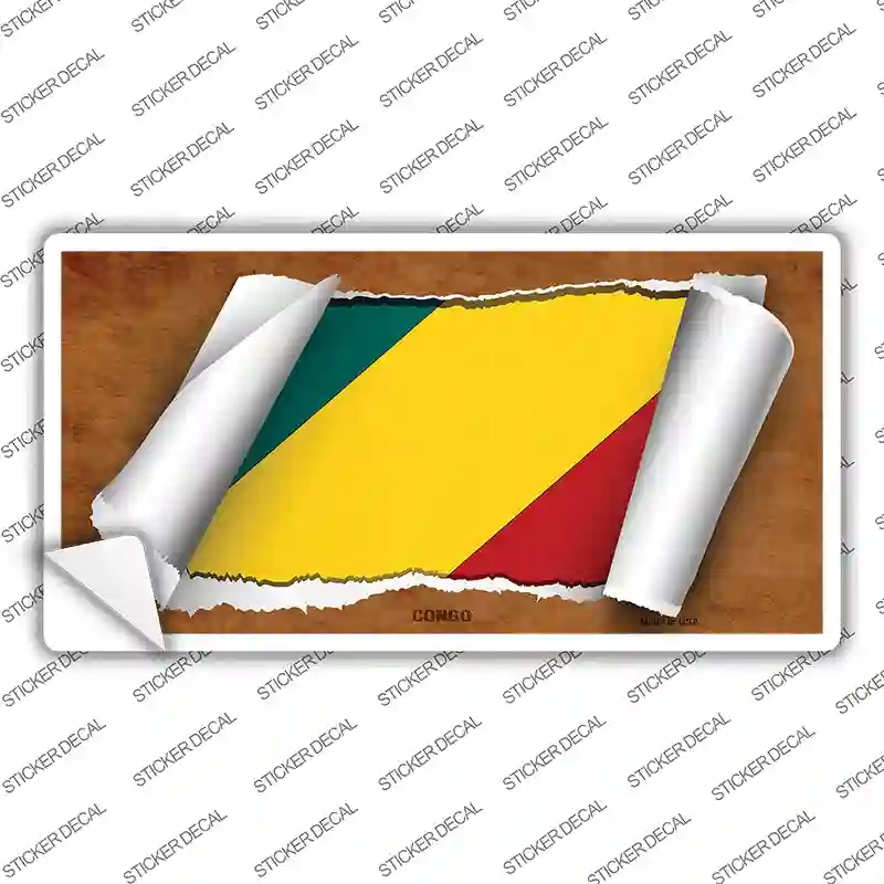 LP-9158s-L Congo Flag Scroll Novelty Sticker Decal - Large
