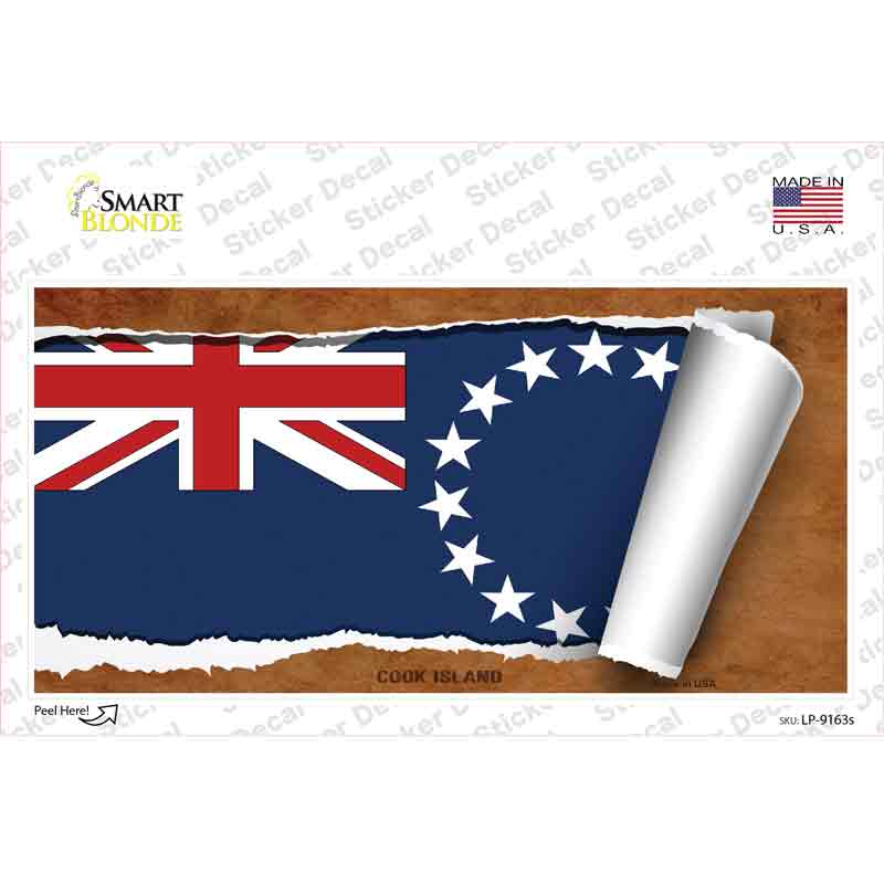 LP-9163s-M Cook Island Flag Scroll Novelty Sticker Decal - Medium