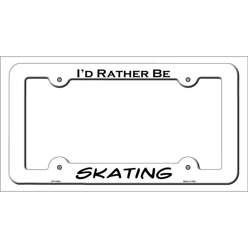 LPF-054w 12 x 6 in. Skating Novelty Metal License Plate Frame - White