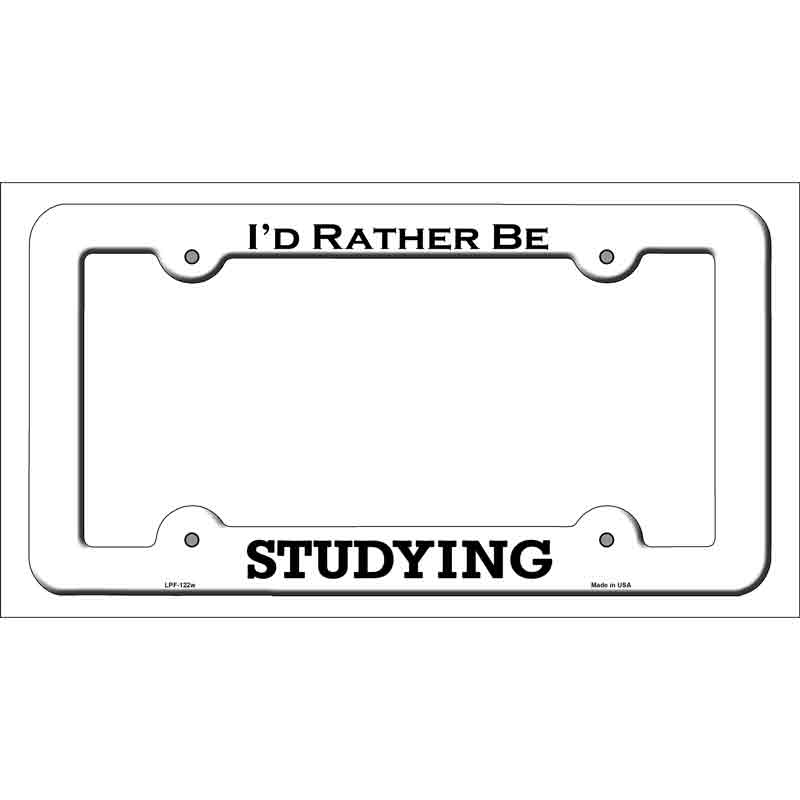 LPF-122w 12 x 6 in. Studying Novelty Metal License Plate Frame - White