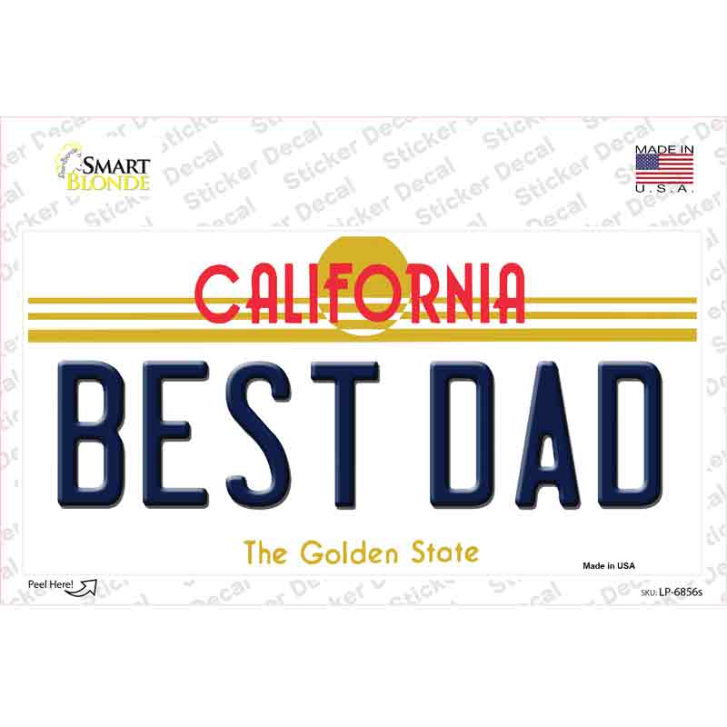 LP-6856s-M Best Dad California Novelty Sticker Decal - Medium