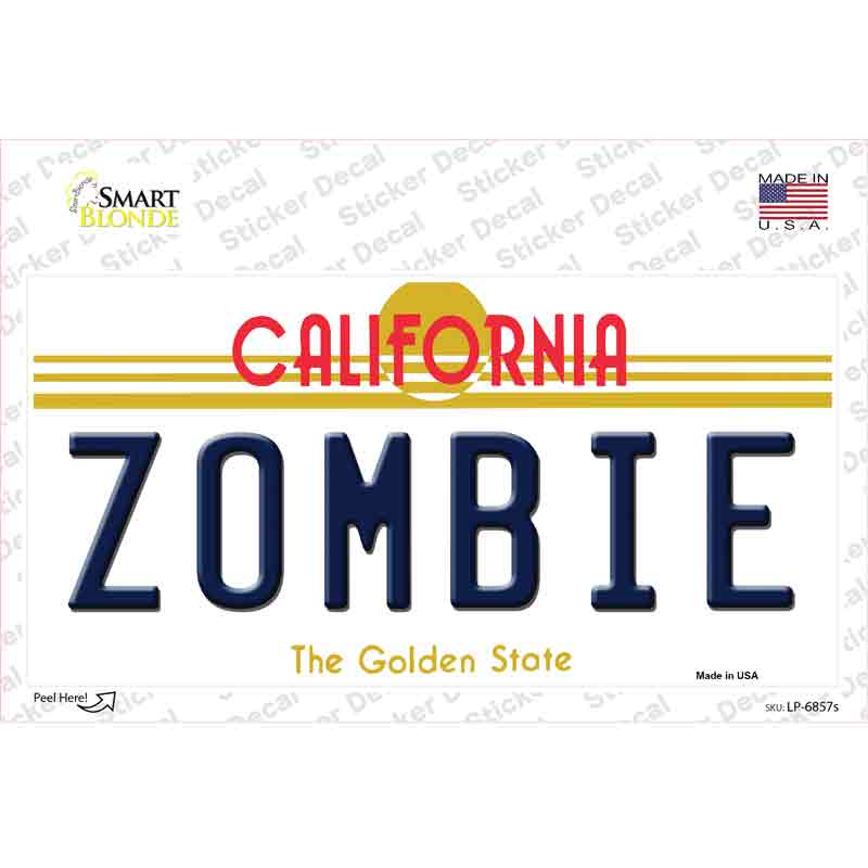 LP-6857s-M Zombie California Novelty Sticker Decal - Medium