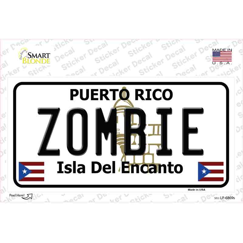 LP-6869s-M Zombie Puerto Rico Novelty Sticker Decal - Medium