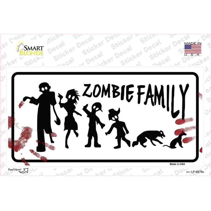 LP-6878s-M Zombie Family White Novelty Sticker Decal - Medium